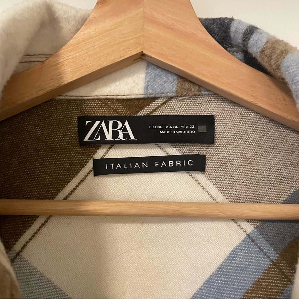 Zara Brown and Blue Plaid Utility Jacket - Picture 2 of 4
